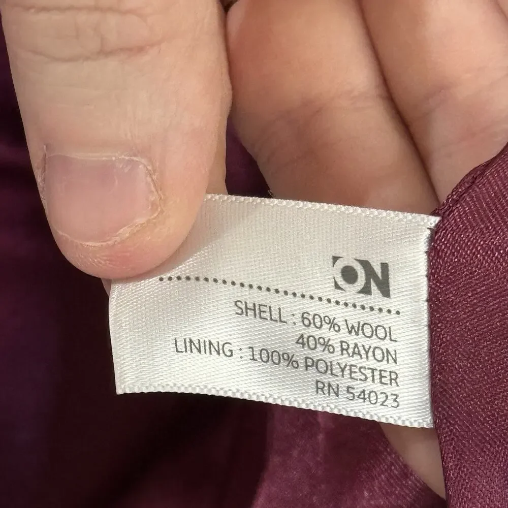 Old Navy Y2K Purple Peacoat Womens Medium Bell Sleeves Pockets Wool Blend Lined
